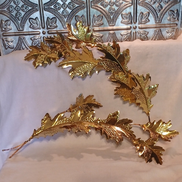 Home Interiors Brass Leaf Wall Decor Set Of 2 - Picture 1 of 6